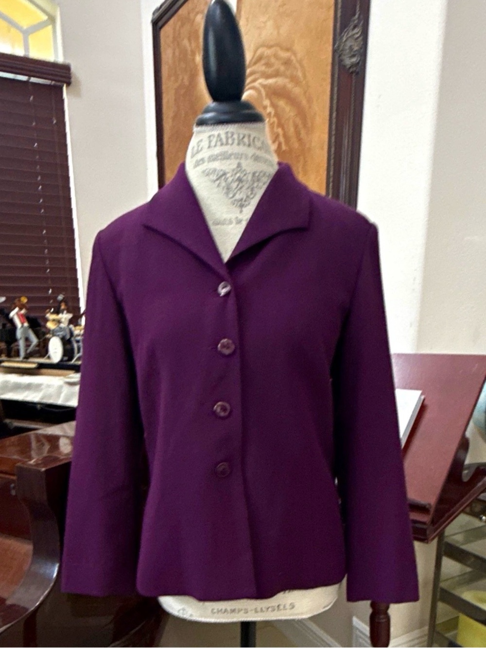 Talbots Deep Purple Button-Front Blazer Wool